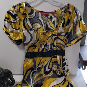 Zoey Beth Blouse Yellow, gold, black, White Size Small
